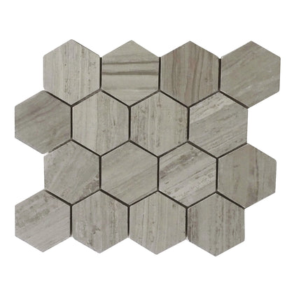 3-in Athens Gray Hexagon 12-in x 11-in Honed Mosaic Floor and Wall Tile ( 4.6 sq. ft. /Box )