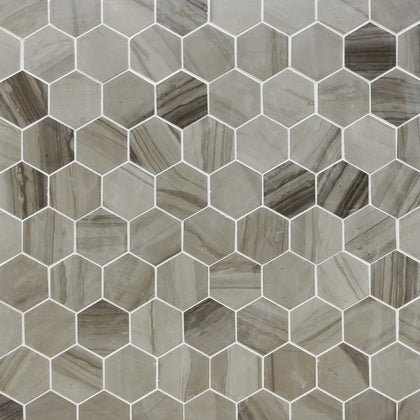 3-in Athens Gray Hexagon 12-in x 11-in Honed Mosaic Floor and Wall Tile ( 4.6 sq. ft. /Box )
