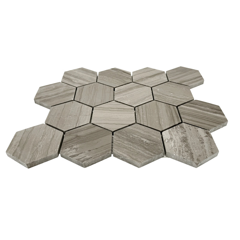 3-in Athens Gray Hexagon 12-in x 11-in Honed Mosaic Floor and Wall Tile ( 4.6 sq. ft. /Box )