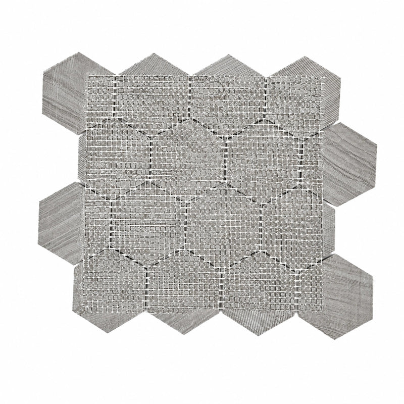 3-in Athens Gray Hexagon 12-in x 11-in Honed Mosaic Floor and Wall Tile ( 4.6 sq. ft. /Box )