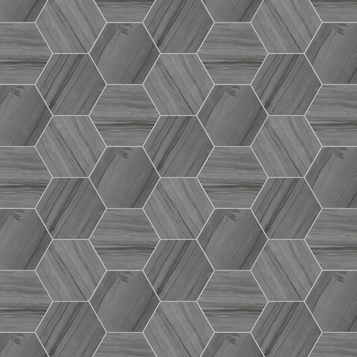 6-in Athens Gray Hexagon 12-in x 10-in Honed Mosaic Floor and Wall Tile( 4.15 sq. ft. /Box )