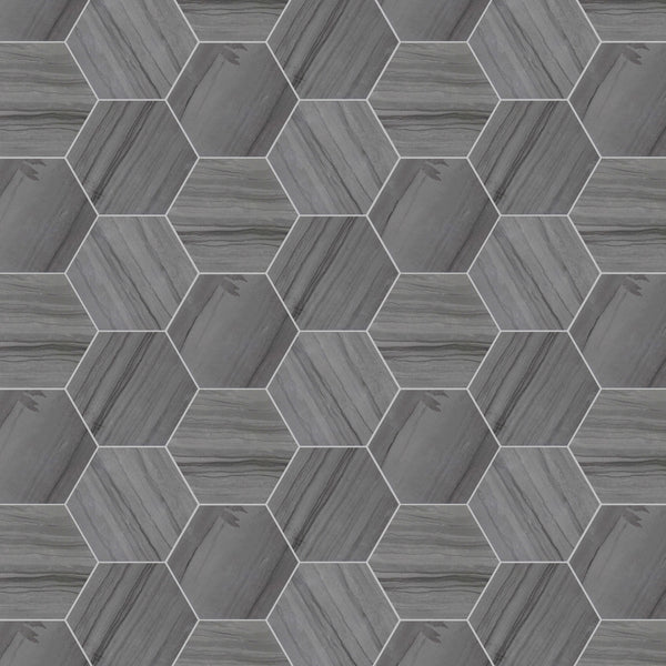 6-in Athens Gray Hexagon 12-in x 10-in Honed Mosaic Floor and Wall Tile( 4.15 sq. ft. /Box )