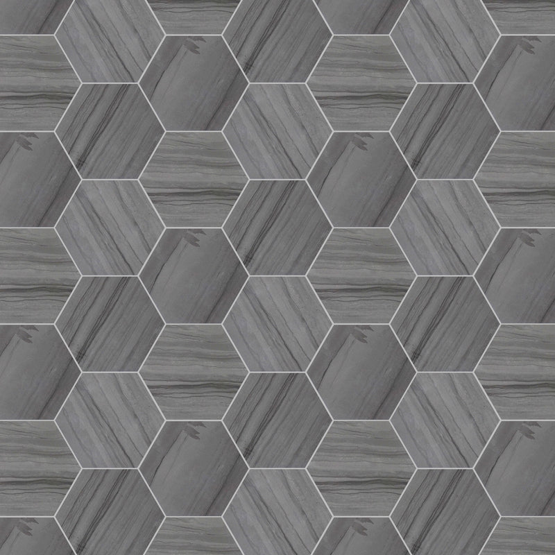6-in Athens Gray Hexagon 12-in x 10-in Honed Mosaic Floor and Wall Tile( 4.15 sq. ft. /Box )
