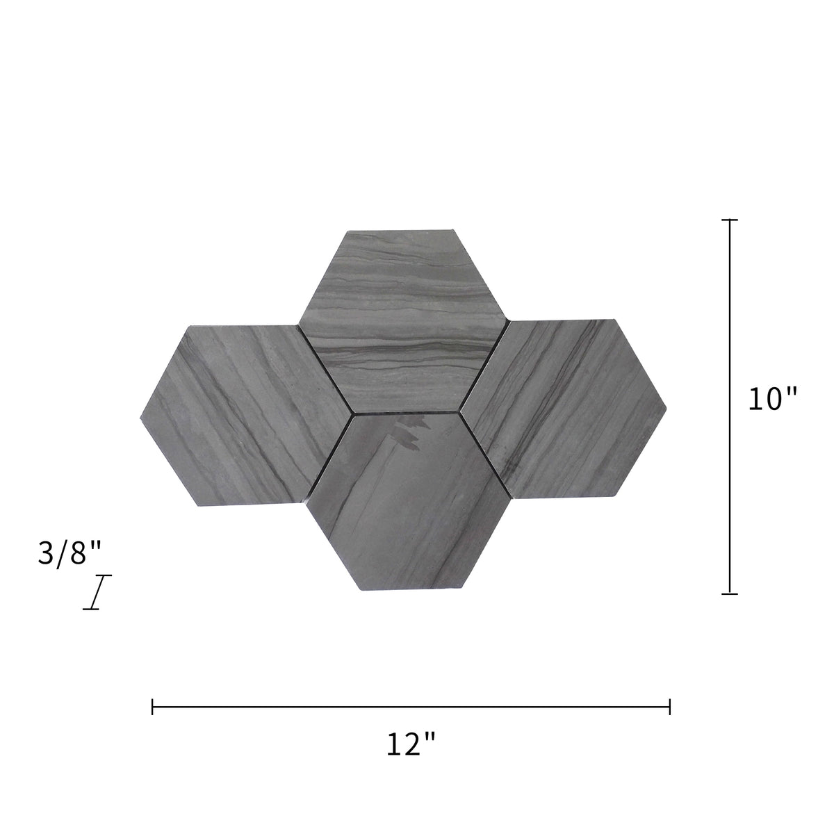 6-in Athens Gray Hexagon 12-in x 10-in Honed Mosaic Floor and Wall Tile( 4.15 sq. ft. /Box )