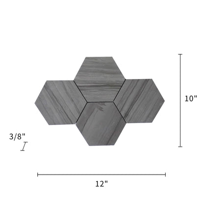 6-in Athens Gray Hexagon 12-in x 10-in Honed Mosaic Floor and Wall Tile( 4.15 sq. ft. /Box )
