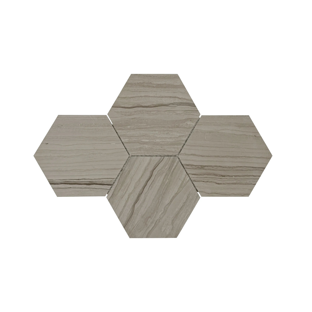 6-in Athens Gray Hexagon 12-in x 10-in Honed Mosaic Floor and Wall Tile( 4.15 sq. ft. /Box )