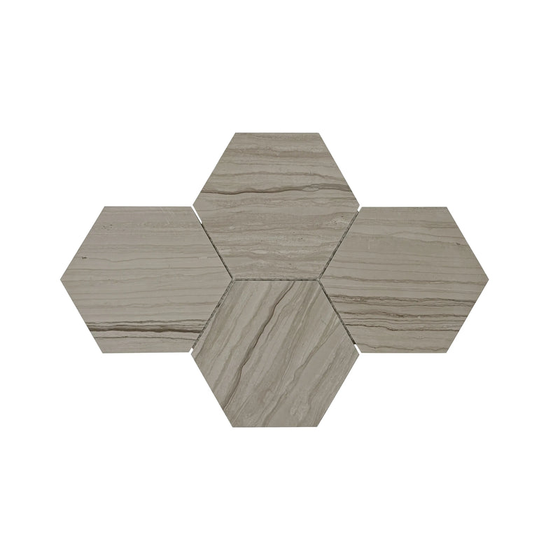 6-in Athens Gray Hexagon 12-in x 10-in Honed Mosaic Floor and Wall Tile( 4.15 sq. ft. /Box )