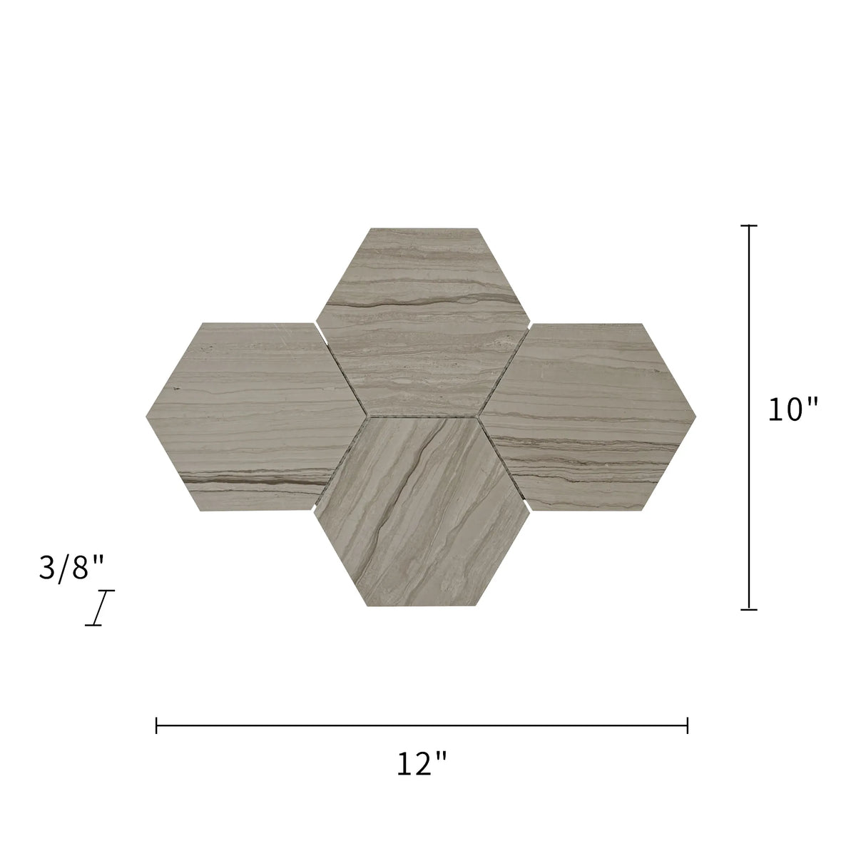 6-in Athens Gray Hexagon 12-in x 10-in Honed Mosaic Floor and Wall Tile( 4.15 sq. ft. /Box )