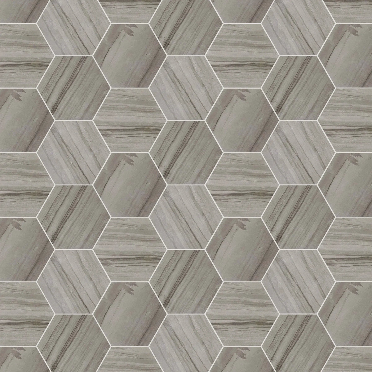 6-in Athens Gray Hexagon 12-in x 10-in Honed Mosaic Floor and Wall Tile( 4.15 sq. ft. /Box )