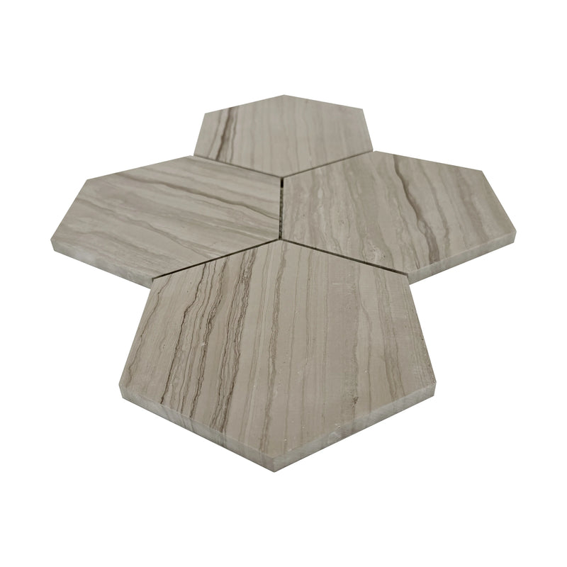 6-in Athens Gray Hexagon 12-in x 10-in Honed Mosaic Floor and Wall Tile( 4.15 sq. ft. /Box )