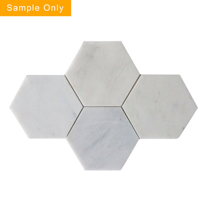 6-in Oriental White Hexagon Polished Marble Mosaic Wall Tile - Sample (Product Shown is Full Size)