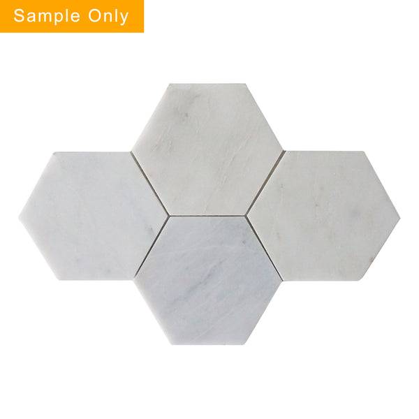 6-in Oriental White Hexagon Polished Marble Mosaic Wall Tile - Sample (Product Shown is Full Size)