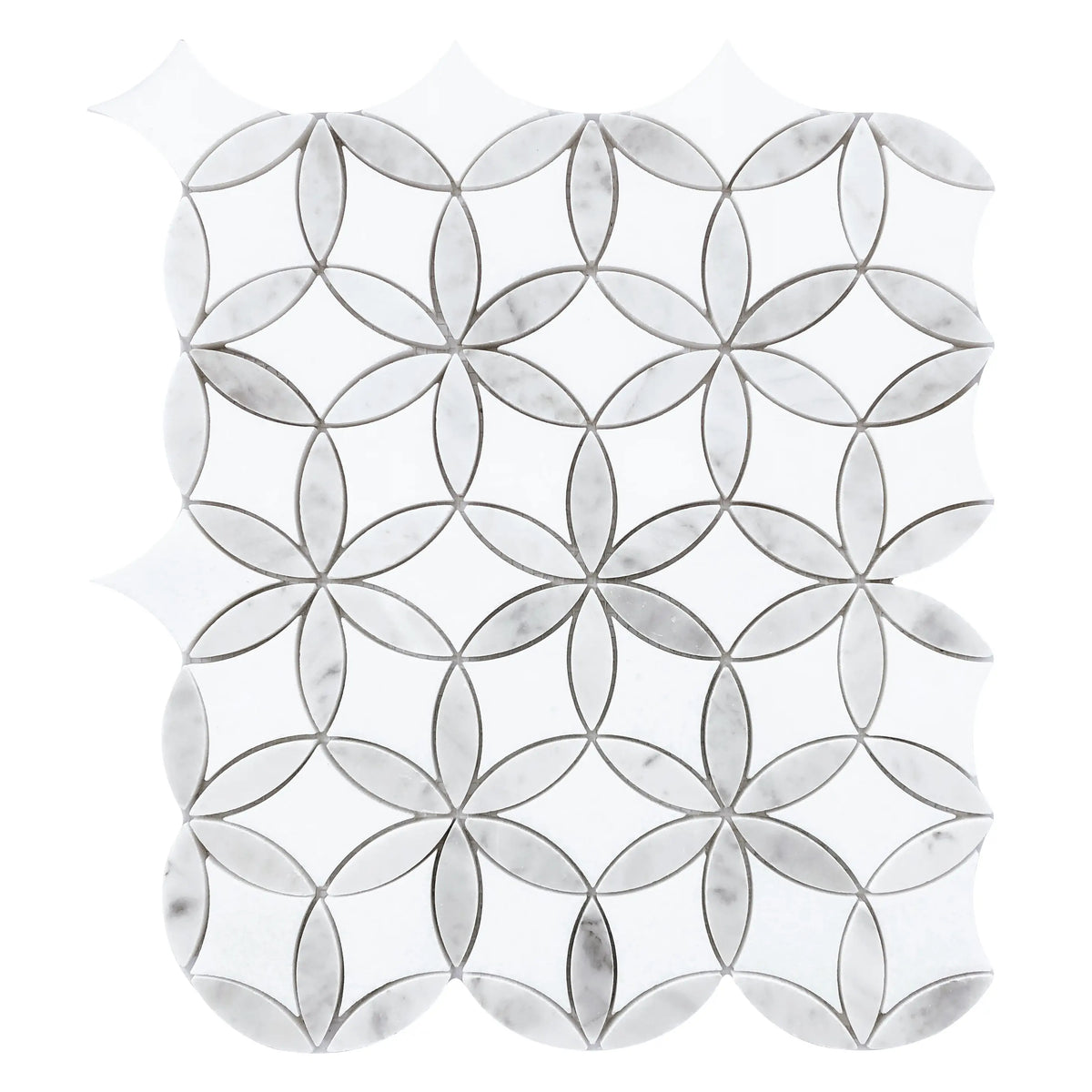 Flower Thassos & Carrara 14-in x 12-in Waterjet Marble Mosaic Floor and Wall Tile( 5.85 sq. ft. /Box )