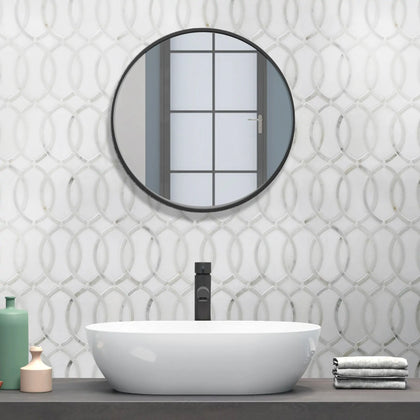Thassos with Carrara White 12-1/2-in x 11-in Waterjet Mosaic Floor and Wall Tile( 4.75 sq. ft. /Box )