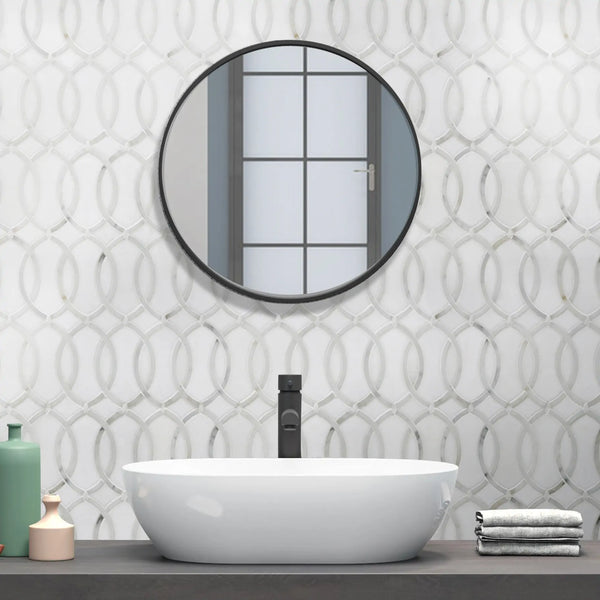 Thassos with Carrara White 12-1/2-in x 11-in Waterjet Mosaic Floor and Wall Tile( 4.75 sq. ft. /Box )