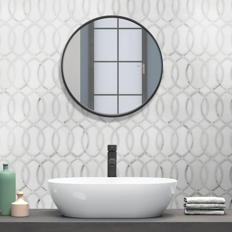 Thassos with Carrara White 12-1/2-in x 11-in Waterjet Mosaic Floor and Wall Tile( 4.75 sq. ft. /Box )