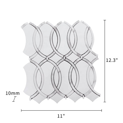 Thassos with Carrara White 12-1/2-in x 11-in Waterjet Mosaic Floor and Wall Tile( 4.75 sq. ft. /Box )