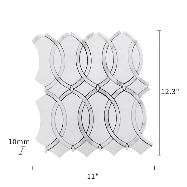 Thassos with Carrara White 12-1/2-in x 11-in Waterjet Mosaic Floor and Wall Tile( 4.75 sq. ft. /Box )