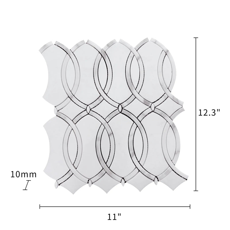 Thassos with Carrara White 12-1/2-in x 11-in Waterjet Mosaic Floor and Wall Tile( 4.75 sq. ft. /Box )