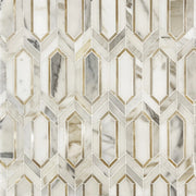Calacatta Gold with Metal Elongated Hexagon 12-in x 14-in Waterjet Mosaic Wall Tile( 5.72 sq. ft. /Box )