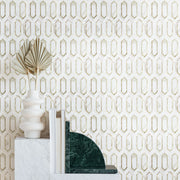 Calacatta Gold with Metal Elongated Hexagon 12-in x 14-in Waterjet Mosaic Wall Tile( 5.72 sq. ft. /Box )