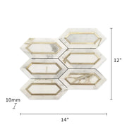 Calacatta Gold with Metal Elongated Hexagon 12-in x 14-in Waterjet Mosaic Wall Tile( 5.72 sq. ft. /Box )