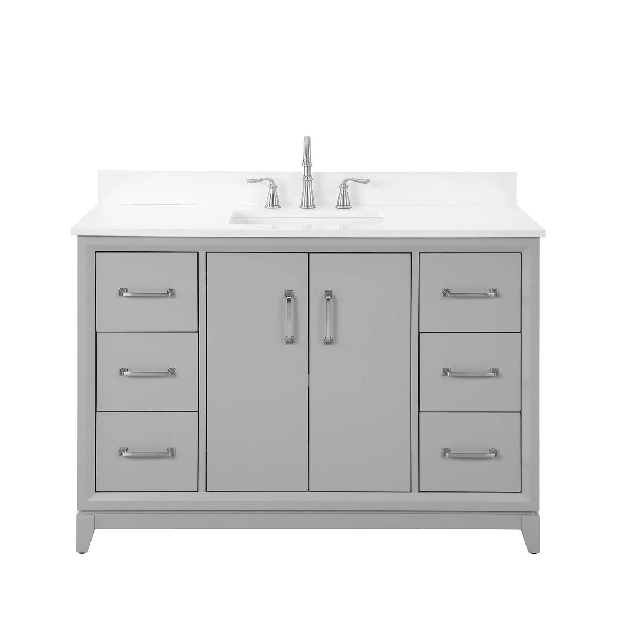 Luton 48"  Single Vanity in Gray with Snow White Quartz Top