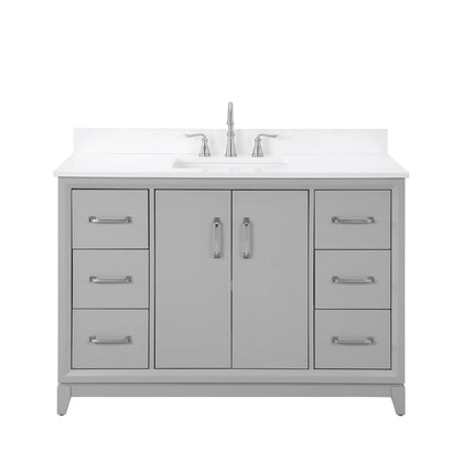 Luton 48"  Single Vanity in Gray with Snow White Quartz Top