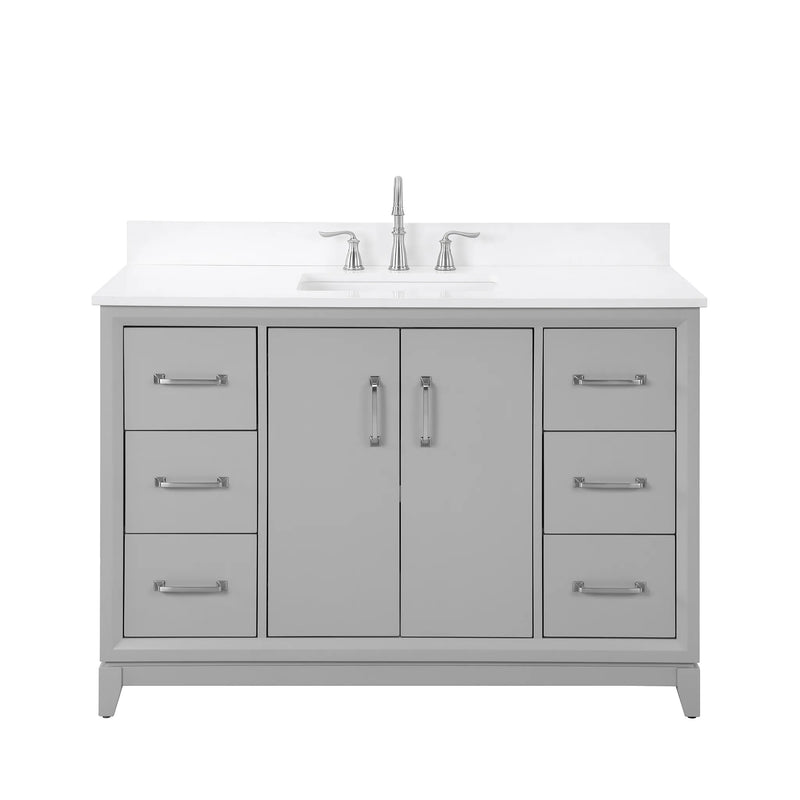 Luton 48"  Single Vanity in Gray with Snow White Quartz Top