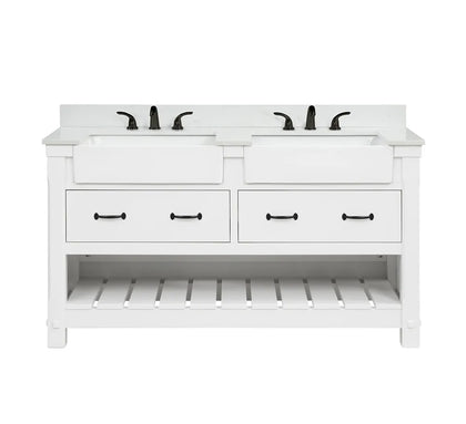 Farmington 60" Vanity Family Set with  Carrara Engineered stone top - Dove White