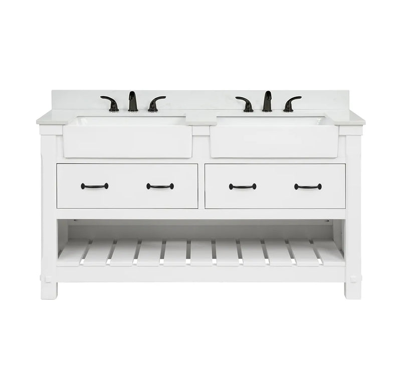 Farmington 60" Vanity Family Set with  Carrara Engineered stone top - Dove White