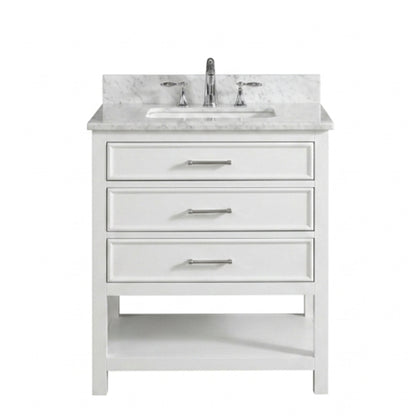 Premium Manhattan  30" Vanity With Premium Carrara Marble Top
