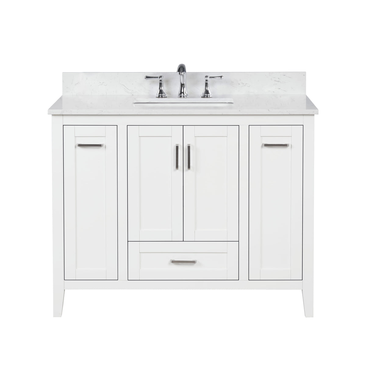 Milford 42" Single Vanity With Carrara white Quartz Stone Top