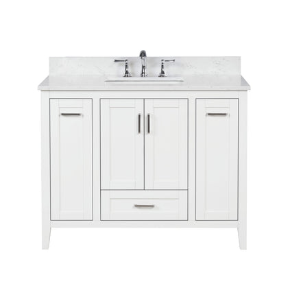 Milford 42" Single Vanity With Carrara white Quartz Stone Top