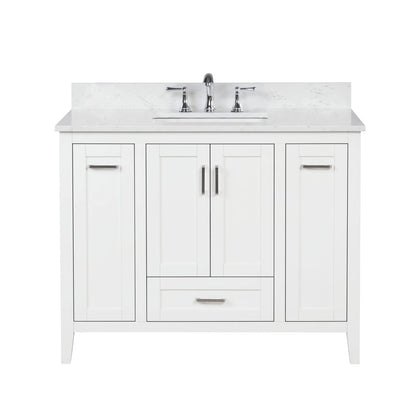 Milford 42" Single Vanity With Carrara white Quartz Stone Top