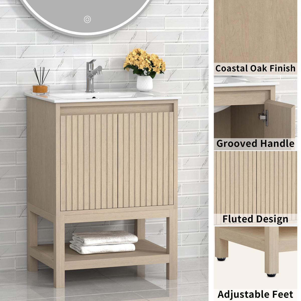 Mena 24" Single Vanity With Porcelain Top