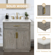 Denton 30" Single Vanity With Calacatta Quartz Top