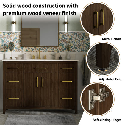 Warner 48" Single Vanity With Columbia White Marble Top
