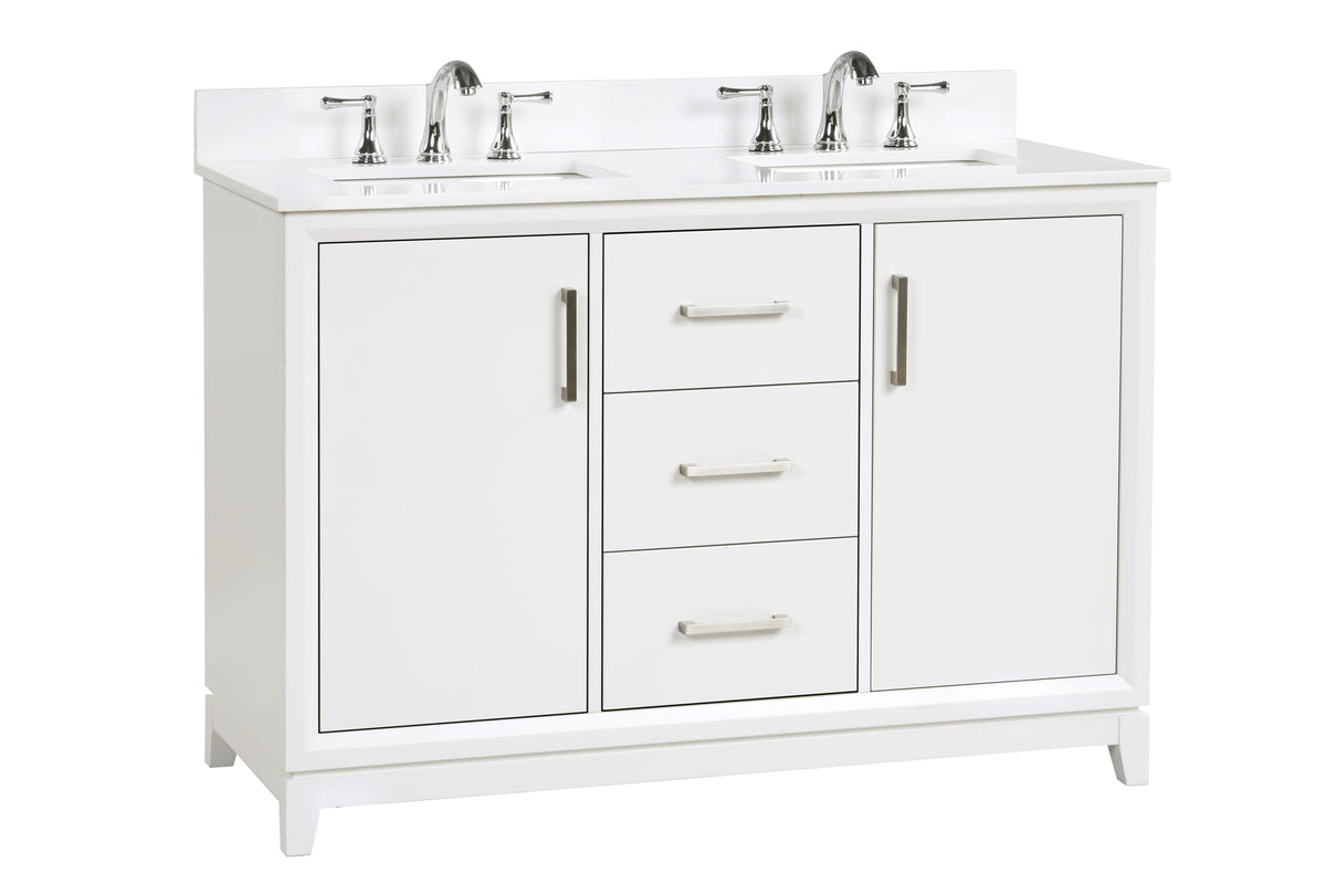 Luton 48" double Vanity With Crystal White Quartz Stone Top