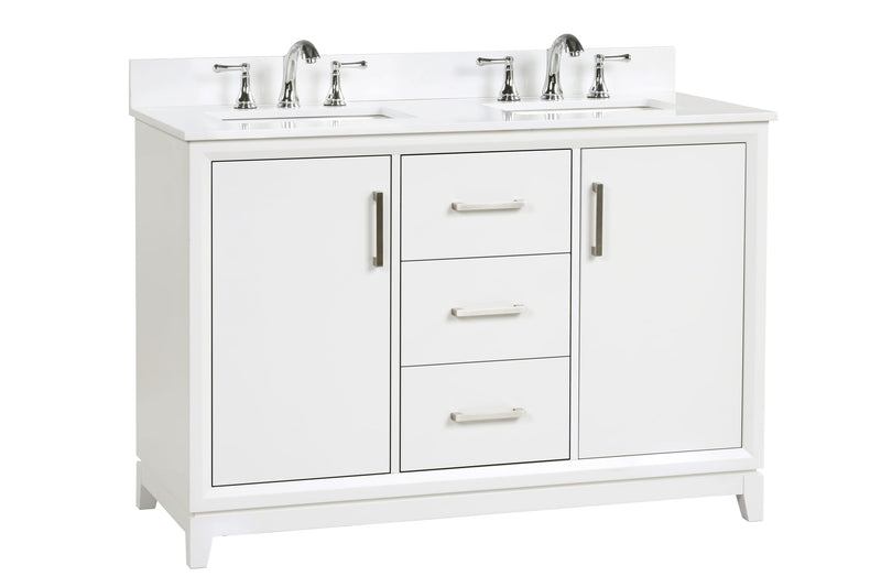 Luton 48" double Vanity With Crystal White Quartz Stone Top