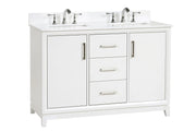 Luton 48" double Vanity With Crystal White Quartz Stone Top