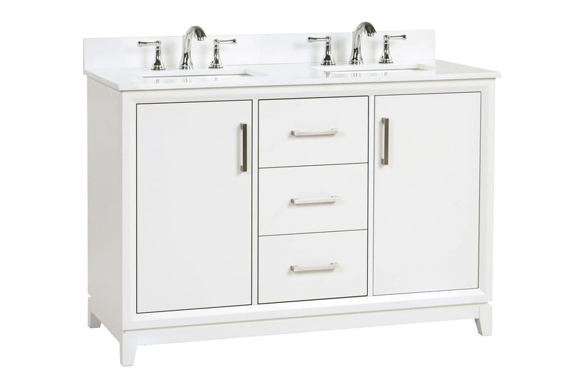 Luton 48" double Vanity With Crystal White Quartz Stone Top