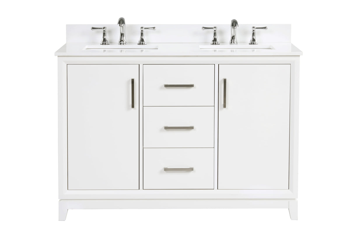 Luton 48" double Vanity With Crystal White Quartz Stone Top