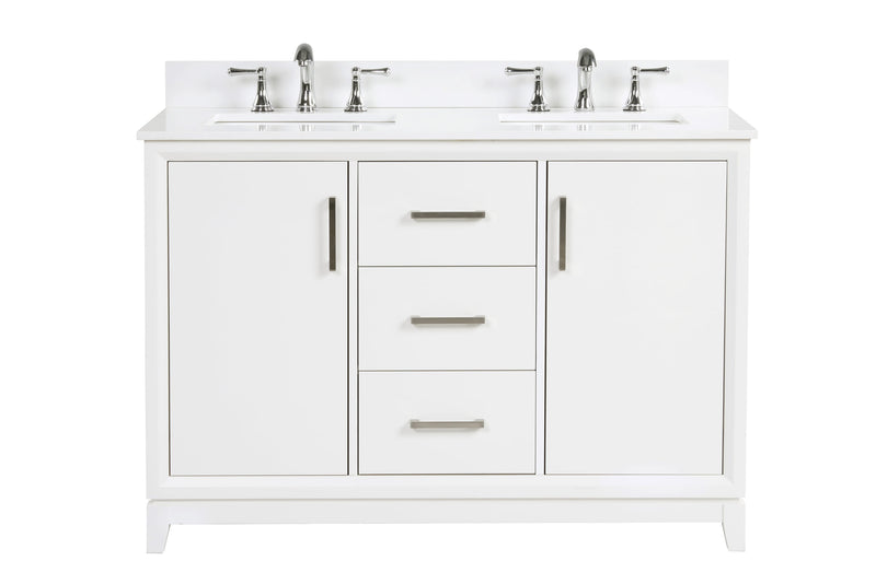 Luton 48" double Vanity With Crystal White Quartz Stone Top