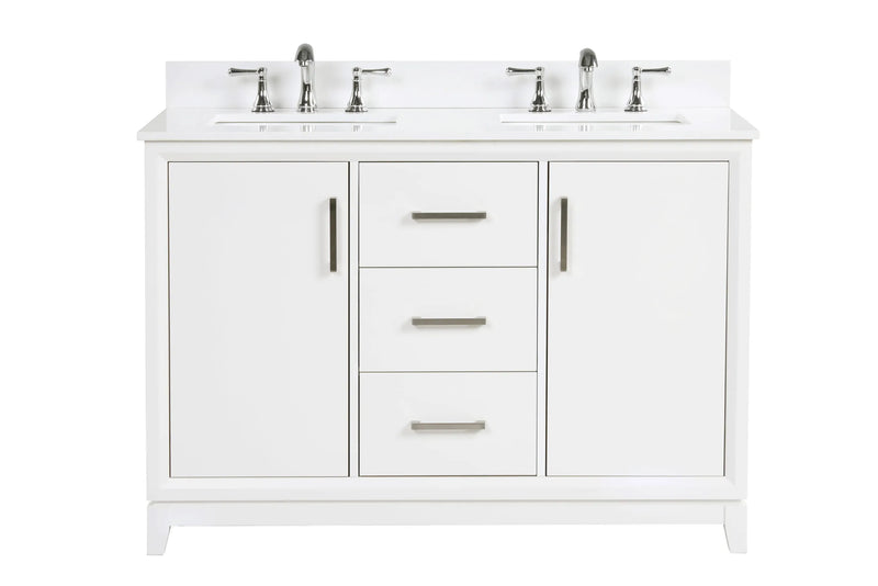 Luton 48" double Vanity With Crystal White Quartz Stone Top