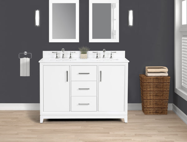 Luton 48" Single Vanity With Crystal White Engineered Stone Top