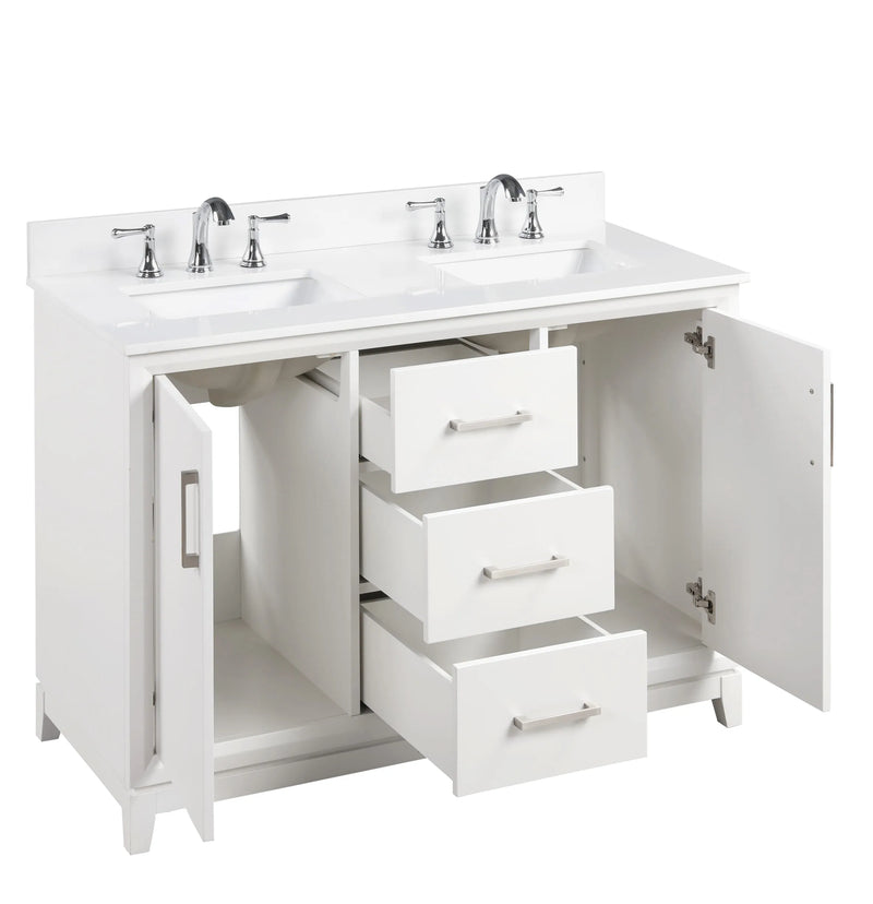 Luton 48" double Vanity With Crystal White Quartz Stone Top