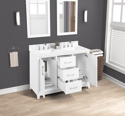 Luton 48" double Vanity With Crystal White Quartz Stone Top