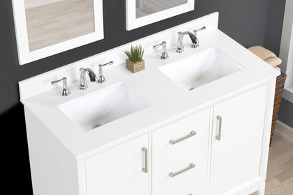 Luton 48" double Vanity With Crystal White Quartz Stone Top