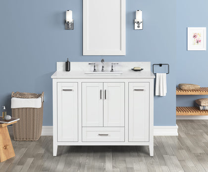 Milford 42" Single Vanity With Carrara white Quartz Stone Top